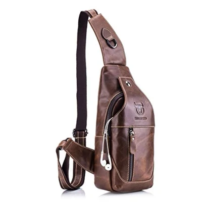 Afbeelding van Crossbody leren schoudertas voor mannen, business, casual, sporten, wandelen, reizen, BRON