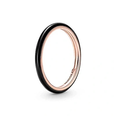 Afbeelding van Pandora ME 14 karaats rosévergulde ring met zwart email, 60