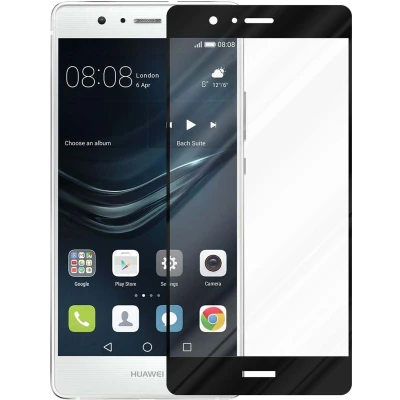 Afbeelding van Cadorabo Volledig scherm pantserfolie geschikt voor Huawei P10 LITE in TRANSPARANT met ZWART Gehard (Tempered) display beschermglas 9H hardheid 3D Touch (RETAIL PACKAGING)