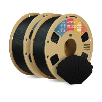 Afbeelding van OVERTURE PLA Matte 3D Printer Filament 1.75mm, 2kg Cardboard Spool (4.4lbs), Dimensional Accuracy +/ 0.02 mm(Black*2)