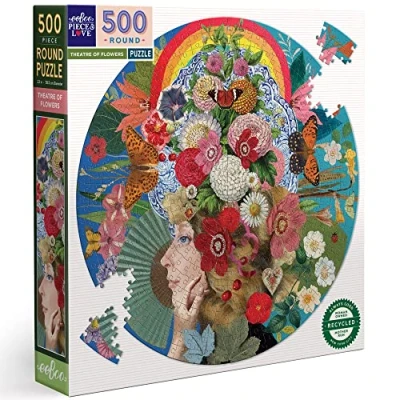 Afbeelding van eeBoo Round Puzzle 500 pcs Theatre of Flowers (EPZFTFL