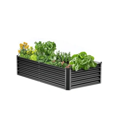 Afbeelding van VEVOR verhoogde plantenbak metalen 180x90x60cm donkergrijs