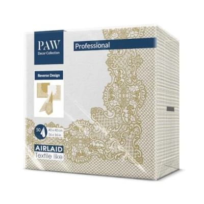 Afbeelding van PAW Airlaid Servetten (40 x 40 cm) I 50 Stuks Ideaal voor Bruiloft, Doop, Communie, Verjaardag Hoogwaardige Tafeldecoratie Stoffen Stofachtig Koninklijke Lelie