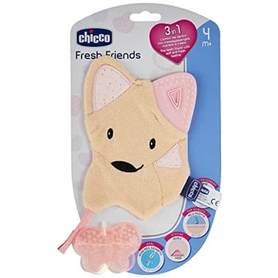 Afbeelding van Chicco Fresh Friends Teether 3 In 1 Pink 4m+