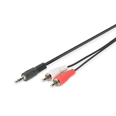 Afbeelding van Digitus AK 510300 050 S Jackplug / Cinch Audio Aansluitkabel [1x male 3,5 mm 2x stekker] 5.00 m Zwart Afgeschermd (enkel), Rond