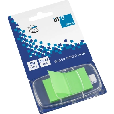 Afbeelding van Info Notes flags 25x43mm groen blister à 50 stuks IN 7727 99