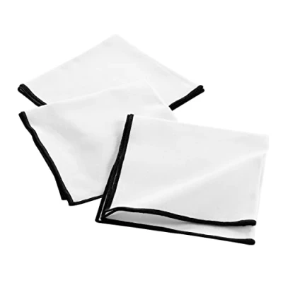Afbeelding van Livetti 3 x Servetten Table Napkins Stuks 40x40cm Katon Zwart Wit