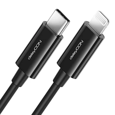 Afbeelding van deleyCON 2m USB C naar Lightning 8 Pins Oplaadkabel Datakabel Ultrasnelle MFi Gecertificeerd voor Apple iPhone 14 13 12 11 Pro Max Mini Power Delivery Zwart