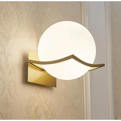 Afbeelding van Led wandlamp voor binnen, wandlamp, rond, modern design, glazen bol, badkamer, woonkamer, slaapkamer, hal (gloeilamp niet inbegrepen), goud