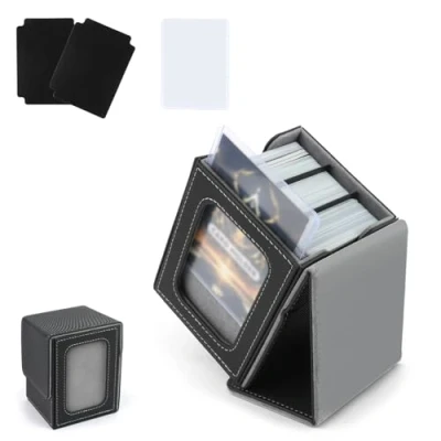 Afbeelding van TOSAVGA Deck box voor MTG, verzamelkaartenbox met commander display, kaartenopbergdoos 100 kaarten, lederen 2 kaartverdelers, kaartenbox TCG Leather Case