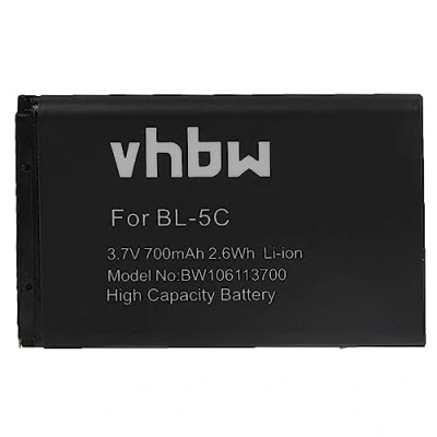 Afbeelding van vhbw Accu compatibel met Swisstone BBM 300, 320,BBM 400,BBM 610, 615, 625 (700mAh, 3,7V, Li Ion) Vervanging voor BL 5C, oplaadbaar
