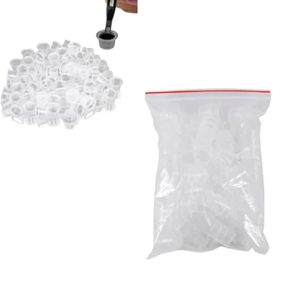 Afbeelding van tattoo inkt cups, 100 stks/set cap cup helder wit plastic professionele microblading pigment houder voor container wegwerp accessoires (kleur: M)