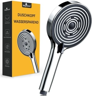 Afbeelding van Magichome Grote douchekop, 5 straalsoorten, hogedruk waterbesparend, handdouche, drukverhogend spaardouchekop, chroom