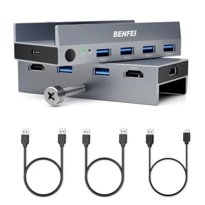 Afbeelding van Benfei 8K KWM Switch 2 Pc&#039;s met 4 USB 3.0 Poorten Voor computers om 1 Scherm, Toetsenbord &amp; Muis