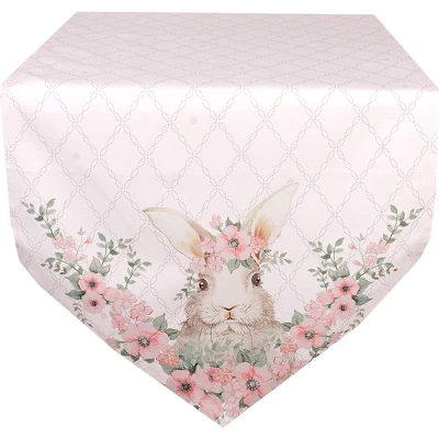 Afbeelding van Clayre &amp; Eef Tafelloper 50x160 cm Roze Katoen Konijn Tafelkleed