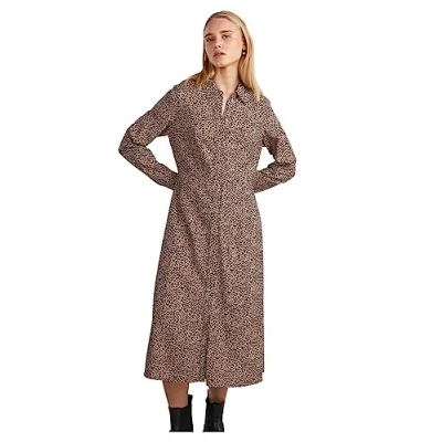 Afbeelding van PIECES blousejurk PCNOVA met panterprint bruin