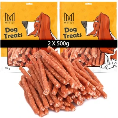 Afbeelding van MERSJO Hondenlekkernij: 83% hoog vleesgehalte, geen additieven, graan en suikervrij, lekkernijen voor honden als dagelijkse aanvulling, natuurlijke kauwhulp, eend rijst Kabano&#039;s, 1000 g