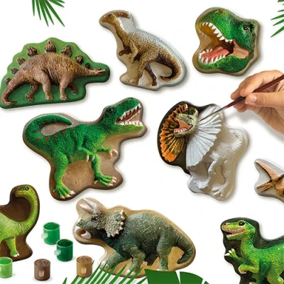 Afbeelding van Ses creative gips en verfpakket dino&#039;s 9st
