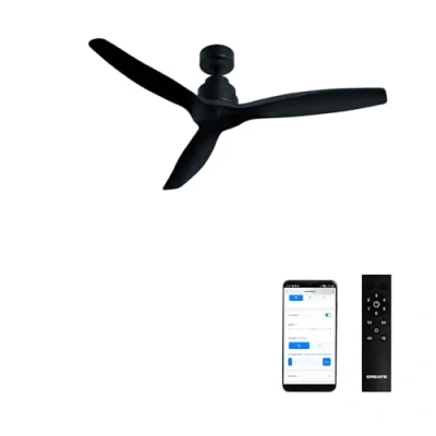 Afbeelding van CREATE Plafondventilator 40W silent Ø132 cm Met Wifi Afstandsbediening 6 Snelheden Timer Zomer/Winter functie Zwart WIND STYLANCE