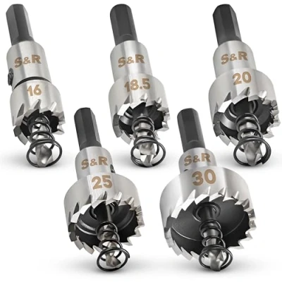 Afbeelding van S&amp;R gatzaagset 16 18,5 20 25 30mm HSS COBALT, kobalt gelegeerd (5% kobaltstaal), M35, HRC64 66, staal, roestvrij staal