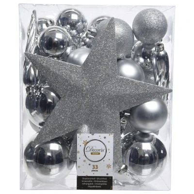 Afbeelding van Kerstballen en piek Kaemingk