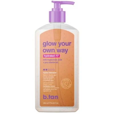 Afbeelding van b.tan Face &amp; Body Clear Self Tan Gel Glow Your Own Way Hydrated Ultra Hydrating, Transfer Resistant, Gradual Sunless Tanning for and Body, Vegan, Cruelty Free Tanner, 8 Fl Oz