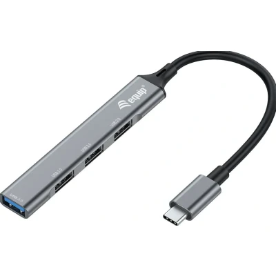 Afbeelding van Equip 128961 USB hub 4 poorts 1x3.0/3x2.0 &gt;USB C grijs