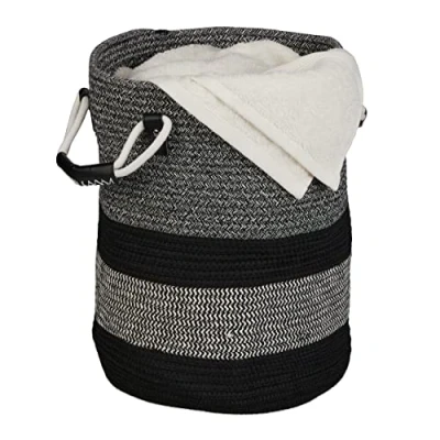 Afbeelding van Relaxdays katoenen opbergmand wasmand met handvatten gevlochten speelgoedmand groot