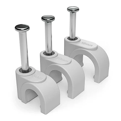 Afbeelding van 4 mm ronde, witte kabelclips, 100 stuks, voor effectief kabelbeheer, kabelbinders elektrische/ethernet wandkabels, nagelclips telefoon, tv, draadklemmen, netjes kabels