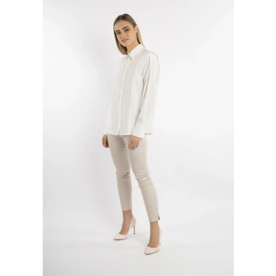 Afbeelding van Dreimaster Colina Overhemdblouse, Dames, Maat: 38, Wollweiss