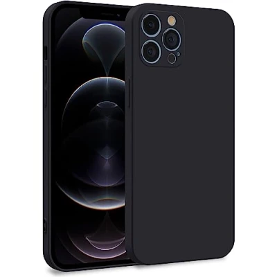 Afbeelding van MyGadget Beschermhoesje voor Apple iPhone 12 Pro Max, tweelaagse zachte siliconen hoes, case met camerabescherming en krasbestendige binnenvoering, zwart