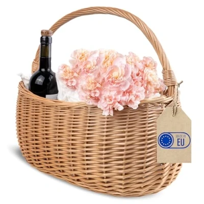 Afbeelding van Creative Home Grote Rieten Mand met Handvat 45 x 26 41 cm (+/ 2 cm) Lichtgewicht voor Picknick Planten Opberg Decoratie Hand Geweven Natuurlijk Bruin Multi Purpose Praktisch &amp; Stevig