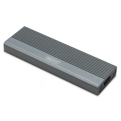 Afbeelding van DIGITUS externe M.2 behuizing USB 3.1 Gen2 Type C tot 10 Gbit/s Ondersteunt SATA &amp; NVMe SSD&#039;s 8 TB voor 2230/2242/2260/2280 Zonder gereedschap Aluminium Grijs
