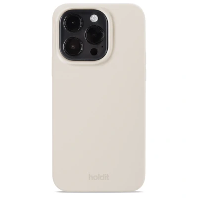 Afbeelding van Holdit Siliconen Hoesje iPhone 14 Pro 0,8mm Ultra thin Silicone Case Volledige Bescherming en voor de cameralenzen Gripvriendelijk oppervlak Light Beige