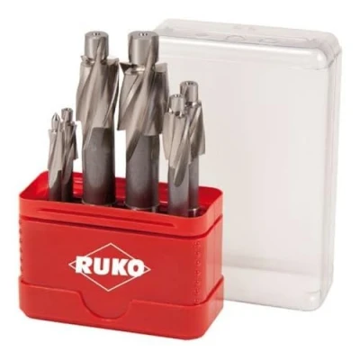Afbeelding van RUKO Vlas verzinkset DIN 373 HSS met cilinderschacht, krachtig gereedschap, ideaal voor staal, gietijzer en lichte metalen, 6 delig
