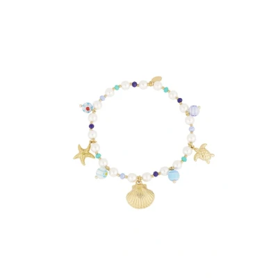 Afbeelding van armband schildpad zeester schelp blauw