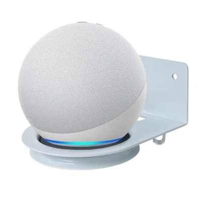 Afbeelding van shinar Universele metalen wandhouder Dot 4/Dot 5 Homepod Mini/Google Home mini ruimtebesparend montagetoebehoren voor en standaard met geïntegreerde kabelgeleiding (wit)