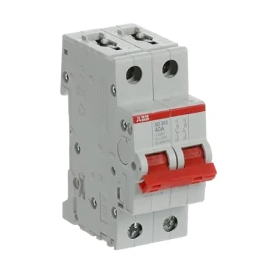 Afbeelding van Abb nederland lastschakelaar aan uit schakelaar rood 2polig 40a 440v ac 23a 25ka 2cdd282101r0040