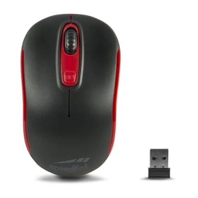 Afbeelding van Speedlink CEPTICA Mouse Wireless 3 Tasten Maus Kabellos für Büro/Home Office (10m Reichweite dpi Schalter bis 1600 Links und Rechtshänder) Gaming/PC/Notebook/Laptop, schwarz rot