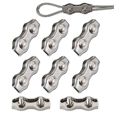 Afbeelding van 6 stuks duplex klem M6 kabelklem draadkabelklem 304 roestvrij staal staalkabelklemmen clips voor mm staalkabel kabel aftakelage