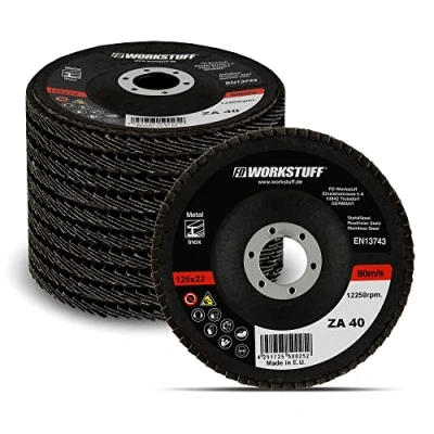 Afbeelding van Fd Workstuff Premium waaierschijven set, blauw, 10 stuks, Ø 125 mm, mixpack (elk 2 x korrel 40/60 elk 3x 80/120), Inox ? slijpschijven lamellenschijven