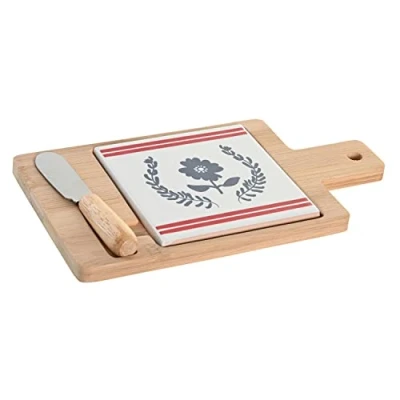 Afbeelding van Set voor voorgerechtjes DKD Home Decor 21,5 x 11,8 1,5 cm Natuurlijk Rood Blauw Wit Keramiek Me...