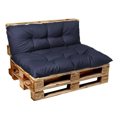 Afbeelding van Garden Factory Palletkussen, zitkussen, rugkussen of set, gewatteerd Set (Zitkussen 120x60+Rugkussen 120x40) Donkerblauw