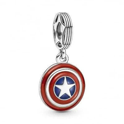 Afbeelding van Pandora 790780C01 Marvel The Avengers Captain America Schild Hangende Bedel Bedels horloge BlauwRoodZilverkleur