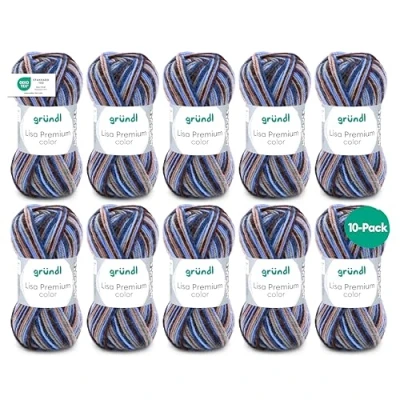 Afbeelding van Gründl Lisa Premium color (brei en haakgaren met wolachtig karakter van 100% polyacryl, 50 g/133 m, naalddikte: 3,5 4,5, 10 x g), bruin beige blauw kleur