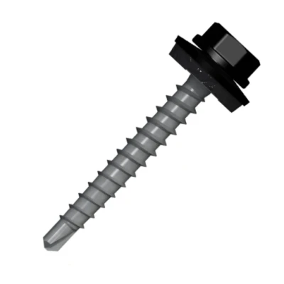 Afbeelding van Boorschroeven met 14mm ring 4,8x60 RAL 9005 zwart 100 stuks
