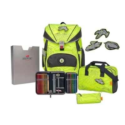 Afbeelding van DerDieDas Ergoflex schoolrugzak set 5 dlg. Exclusieve Superflash Neon Fighter, groen