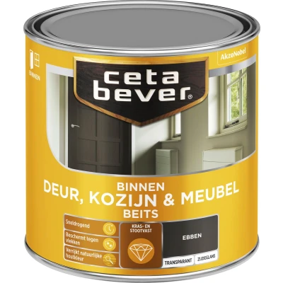 Afbeelding van Ceta Bever Binnenbeits Deur, Kozijn &amp; Meubel Zijdeglans Ebben 0120 0,25 liter Blanke lak Beits