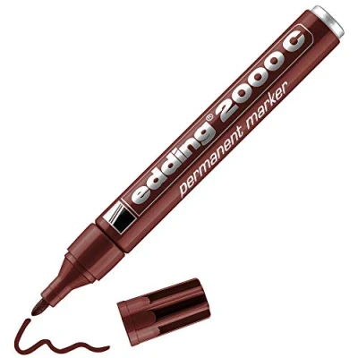 Afbeelding van edding 2000 C permanente marker, bruin, 1 stift, ronde punt 1,5 3 mm, sneldrogend, water en veegbestendig, voor karton, kunststof, hout, metaal, universele marker