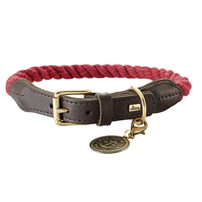 Afbeelding van HUNTER LIST Hondenhalsband, touw, leer, maritiem, duurzaam, weerbestendig, soepel, 70 (XL), bordeaux